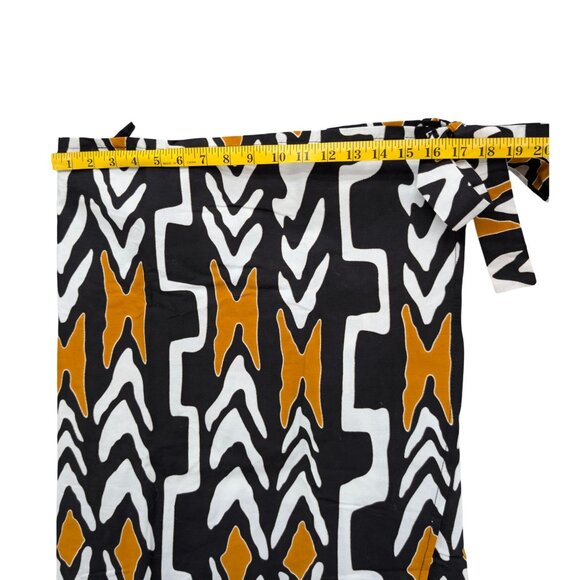 Francis Benedict Midi Wrap Skirt Black Gold African Wax Print Cotton Size S - Picture 8 of 8